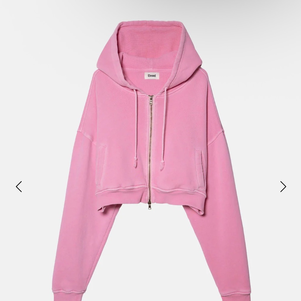 Elwood - BABYDOLL CROP ZIP HOODIE in Vintage Pink - Size M (BRAND NEW!)
